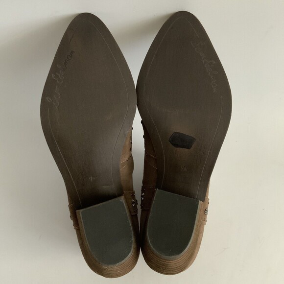 New Sam Edelman Suede Studded Point-toe Bootie Taupe 7.5 - Picture 9 of 13